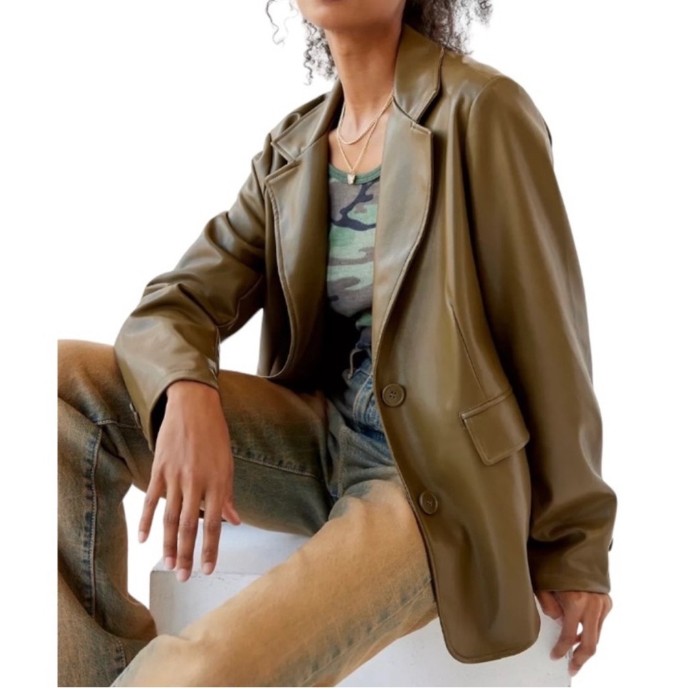 UO Jules Oversized Faux Leather Blazer